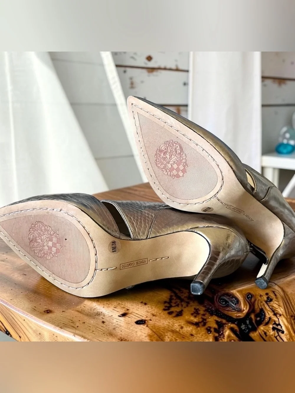 Vince Camuto Metallic Silver Textured Pointed-Toe Heels